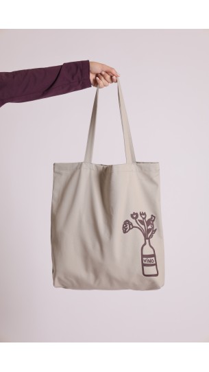 TOTE FLORERO VINO -Beige