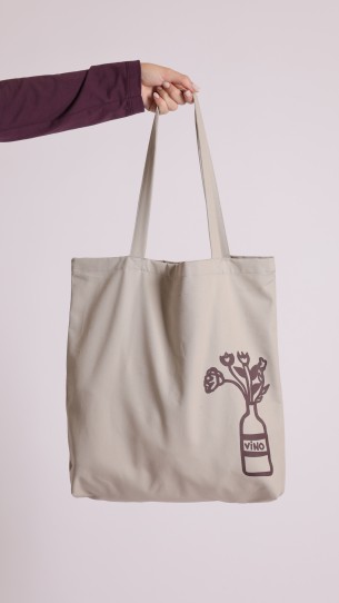TOTE FLORERO VINO -Beige