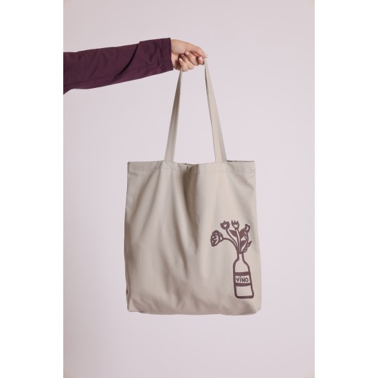 TOTE FLORERO VINO -Beige